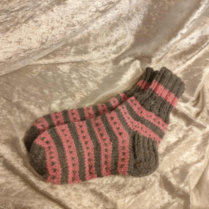 Laste villased sokid roosa ja halliga